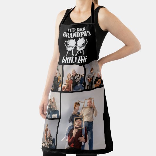 6 Fotocollage Achterkant opa's grilling Schort (Insitu)
