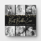 6 Fotocollage Beste Bubbie ooit Zwart Goud Script Fotoplaat (Voorkant)