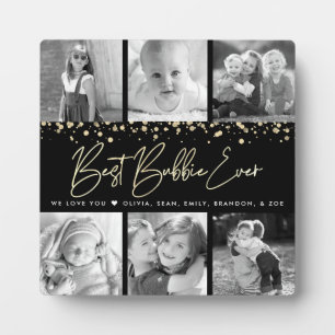 6 Fotocollage Beste Bubbie ooit Zwart Goud Script Fotoplaat