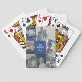 6 Fotocollage - Blauwe achtergrond - Witte tekst Pokerkaarten (Achterkant)