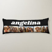 6 Fotocollage - Chunky Script - zwart en wit Lichaamskussen (Achterkant)