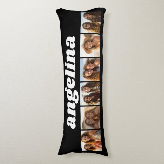 6 Fotocollage - Chunky Script - zwart en wit Lichaamskussen (Voorkant Verticaal)