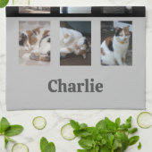 6 fotocollage dierenvriend zwart grijs theedoek (Gevouwen)