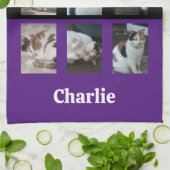 6 fotocollage dierenvriend zwart paarse theedoek (Gevouwen)