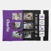 6 fotocollage dierenvriend zwart paarse theedoek (Horizontaal)