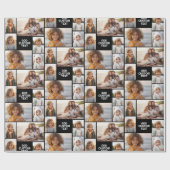 6 Fotocollage - Effen kleur - Witte dikke tekst Cadeaupapier (Vlak)