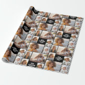6 Fotocollage - Effen kleur - Witte dikke tekst Cadeaupapier (Uitgerold)