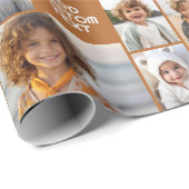 6 Fotocollage - Effen kleur - Witte dikke tekst Cadeaupapier (Rol Hoek)