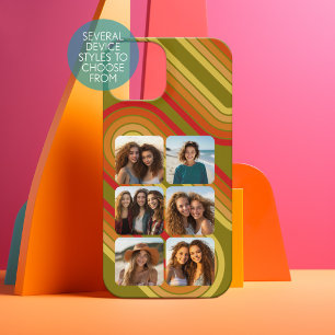 6 Fotocollage Funky Line Art - Zonsondergang kleur iPhone 15 Case