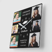 6 Fotocollage Gefeliciteerd Afstudeerder 2025 Zwar Vierkante Klok (Hoek)