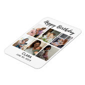 6 Fotocollage Gepersonaliseerd Script Verjaardag Magneet (Linkerzijde)