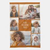 6 Fotocollage - Kleurachtergrond - Witte tekst Theedoek (Verticaal)