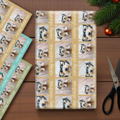6 fotocollage met Merry-kerstscript Inpakpapier Vel
