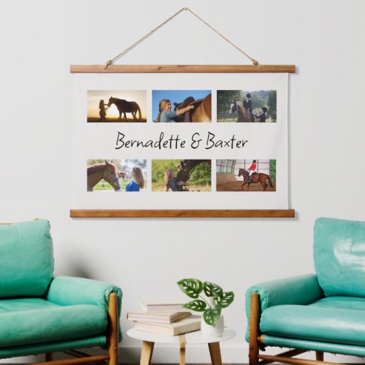 6 Fotocollage met naam voor paardenliefhebbers Hangend Wandkleed (Woonkamer)