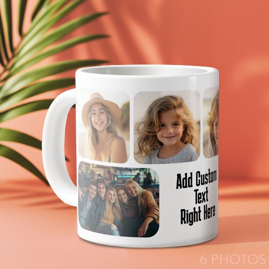 6 Fotocollage met tekstblok - zwart en wit Grote Koffiekop