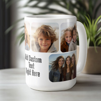 6 Fotocollage met tekstblok - zwart en wit Koffiemok