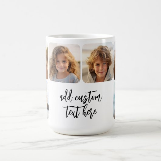 6 Fotocollage met trendy bounce script - wit Koffiemok (Center)