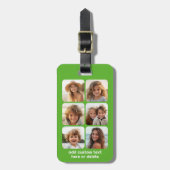 6 Fotocollage met witte tekst op groen Bagagelabel (Voorkant verticaal)