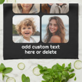 6 Fotocollage met witte tekst op zwart Theedoek (Gevouwen)