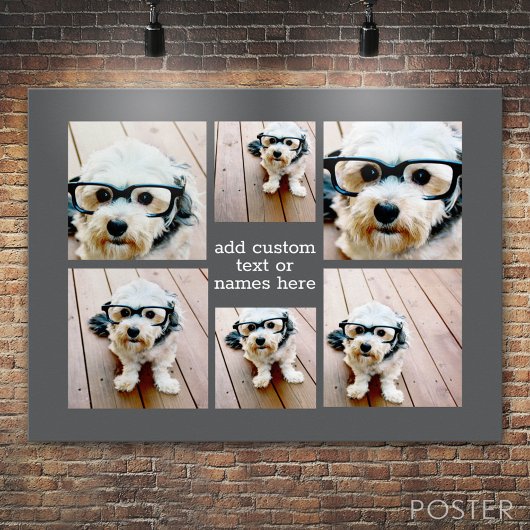 6 Fotocollage Minimalistisch - Grijs en Wit Raster Poster