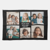 6 Fotocollage minimalistisch - met witte tekst Theedoek (Horizontaal)