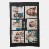 6 Fotocollage minimalistisch - met witte tekst Theedoek (Verticaal)