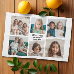 6 Fotocollage minimalistisch - met zwarte tekst Theedoek<br><div class="desc">Een collage van 6 foto's in een leuk raster met verschillende afmetingen. Een eenvoudig ontwerp met momentopnamen en een tekstblok. De foto's van het bebouwen in vierkanten alvorens te uploaden. Om foto's of veranderingskleuren aan te passen,  klik op het aanpassingsgebied om veranderingen aan te brengen.</div>