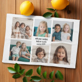 6 Fotocollage minimalistisch - met zwarte tekst Theedoek