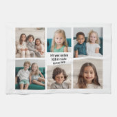 6 Fotocollage minimalistisch - met zwarte tekst Theedoek (Horizontaal)