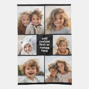 6 Fotocollage Minimalistisch - wit en zwart Theedoek