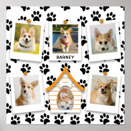 6 Fotocollage Naam Hondenhok Pootafdrukken Poster