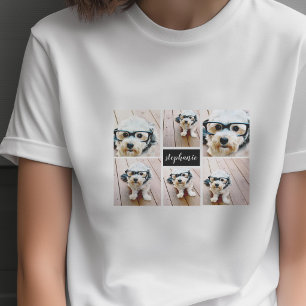 6 Fotocollage Naam Minimalist - Kan kleur bewerken T-shirt