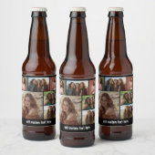 6 Fotocollage Optionele tekst -- Zwarte achtergron Bier Etiket (Flessen)