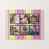 6 fotocollage roze gele strepen legpuzzel (Horizontaal)