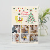 6 Fotocollage Teddybeer Schattig Schattigee Kerst Kaart (Staand voorkant)