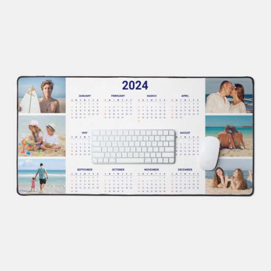 6 Fotocollage US 2024 Jaar in een oogopslag Kalend Bureaumat (Keyboard & Muis)