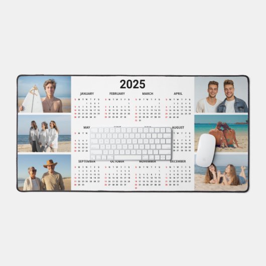 6 Fotocollage US 2025 Jaar in een oogopslag Kalend Bureaumat (Keyboard & Muis)