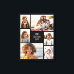 6 fotocollage - witte achtergrond - zwarte tekst canvas afdruk<br><div class="desc">6 foto's in een ongelijk patroon omringen een opening voor drie regels tekst. Gebruik 2 vierkante bijgesneden foto's en 4 verticale foto's om dit te laten werken! De achtergrond is wit. Als u de kleuren wilt wijzigen,  klikt u op het geavanceerde ontwerpgebied en ziet u meer keuzes.</div>