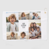 6 fotocollage - witte achtergrond - zwarte tekst golfhanddoek (Horizontaal)