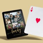 6 fotocollage zwart goud testscript familie pokerkaarten<br><div class="desc">Elegant modern familie handgeschreven kalligrafie script met zes aangepaste foto's zwart goud keepsake foto speelkaarten sjabloon.             Houd er rekening mee dat de achtergrondkleur veranderlijk is. Als u de optie AANPASSEN hebt geselecteerd,  kunt u het zwart door een andere kleur vervangen.</div>