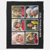 6 Fotocollage zwart met witte tekst - grote foto's Fleece Deken (Voorkant)