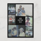 6 fotocollage - zwarte achtergrond - witte tekst briefkaart (Voorkant)