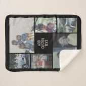 6 fotocollage - zwarte achtergrond - witte tekst sherpa deken (Voorkant (horizontaal))