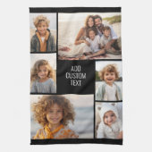 6 fotocollage - zwarte achtergrond - witte tekst theedoek (Verticaal)