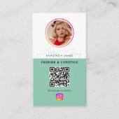 6 Fotofeed Grid Social Media QR Code Groen Visitekaartje (Voorkant)
