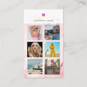 6 Fotofeed Grid Social Media QR Code Roze Marmer Visitekaartje (Achterkant)