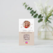 6 Fotofeed Social Media QR Code Neutrale kleuren Visitekaartje (Staand voorkant)