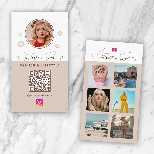 6 Fotofeed Social Media QR Code Neutrale kleuren Visitekaartje