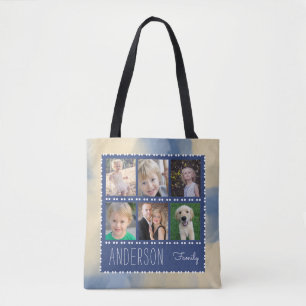 6 fotolijsten familie collage gepersonaliseerd tote bag