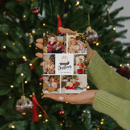 6 foto's collage kerstrood pokadots Feestdagen Kaart